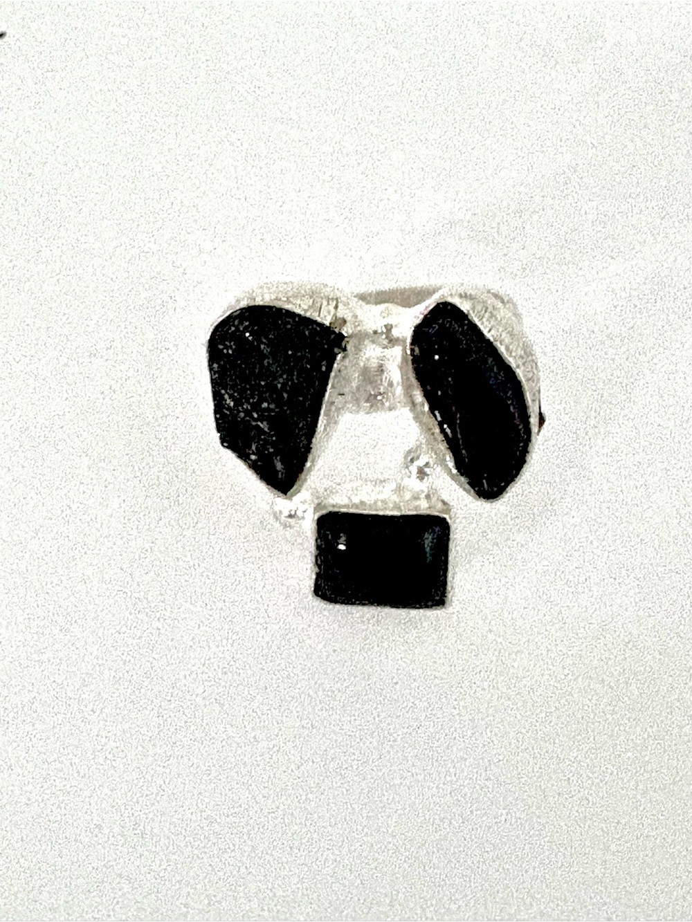 1 inch, 925 marked, 2 uneven and 1 smooth Black Tourmaline ring size 7 1/2